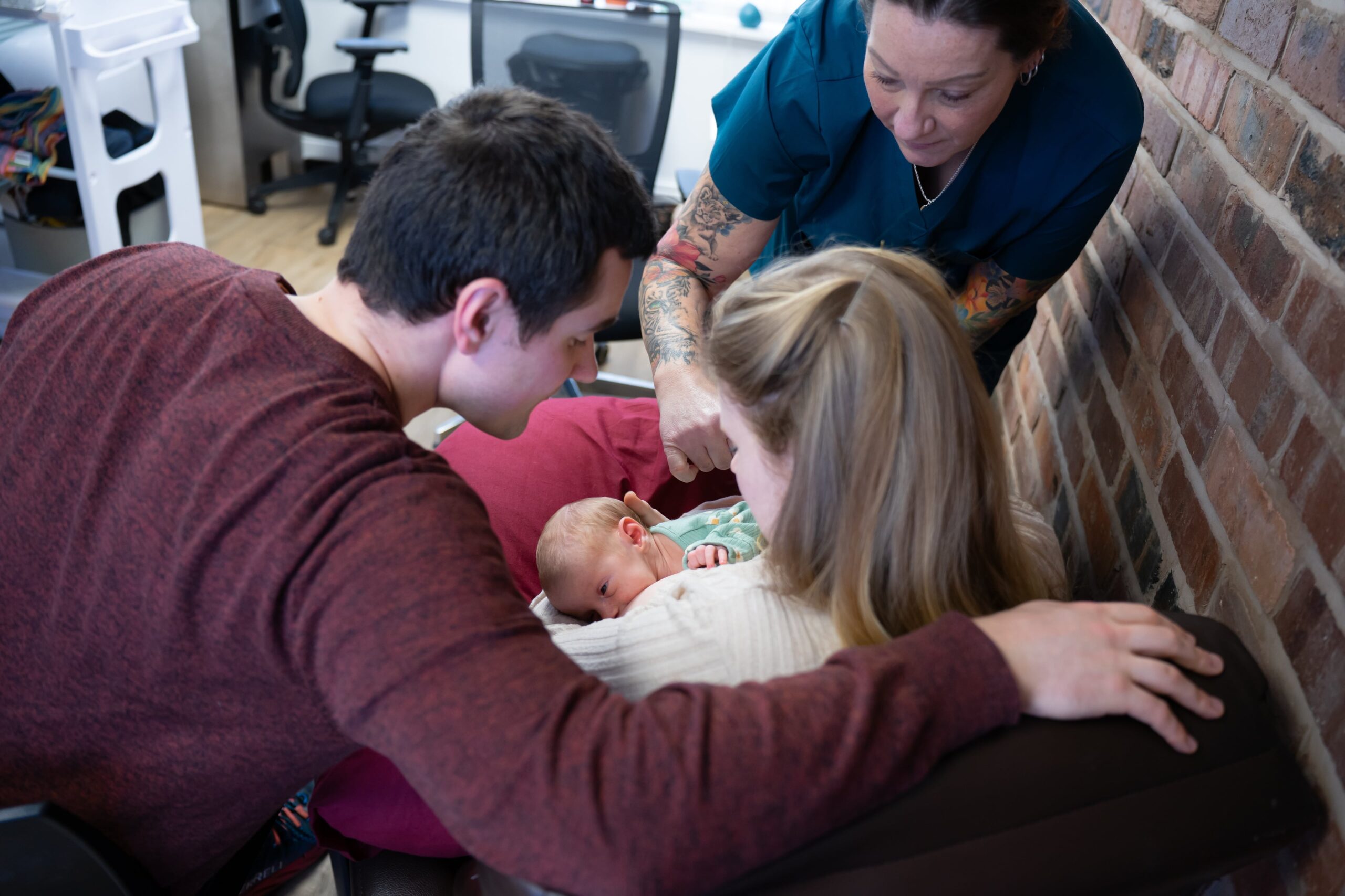 Sharon at the Tongue-Tie North West clinic in Chester helping a new mum breastfeed her baby